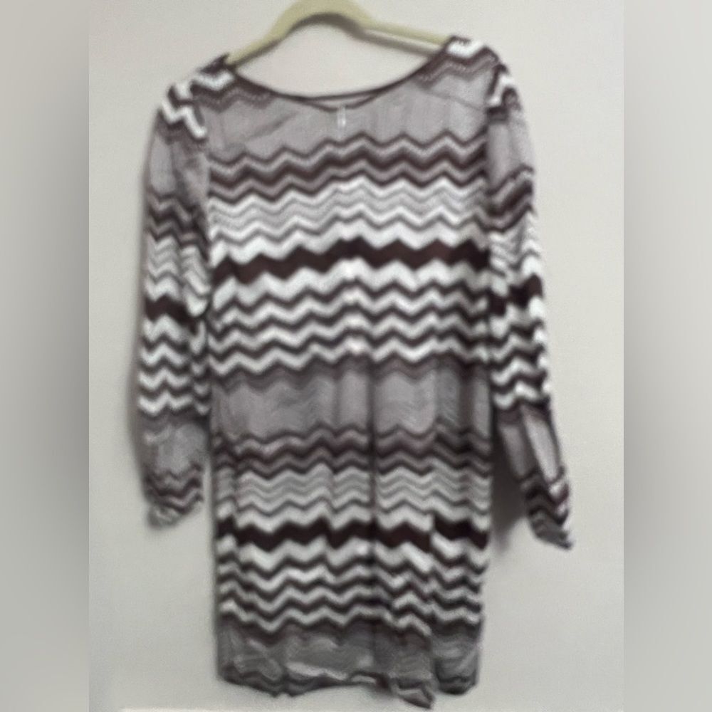 Missoni Zigzag Jacquard Long sleeves Mini Dress Brown & White SZ 10US/46EU - Picture 15 of 15